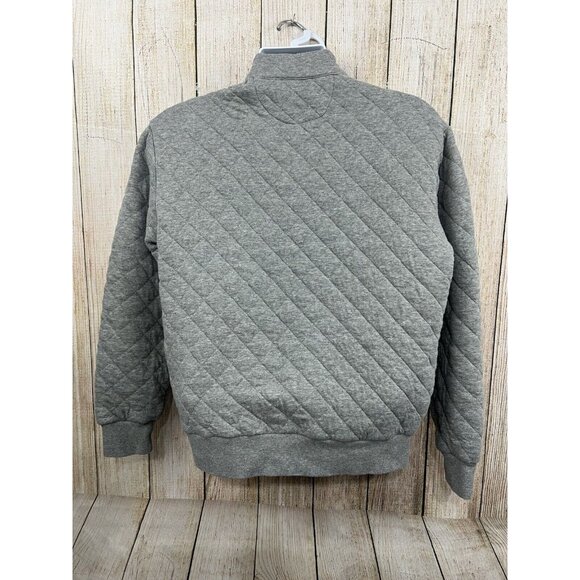 Cremieux Men Quilted Pullover Sweater Sweatshirt M Gray Quarter Snap Mock Neck - Picture 5 of 8